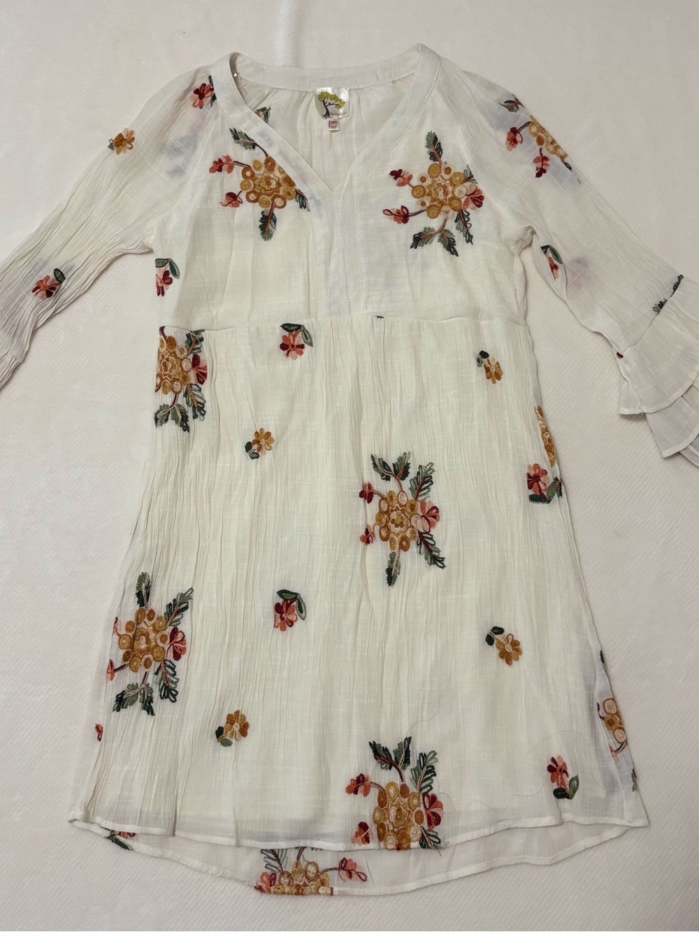 fig and flower anthropologie Cream Labeled Fabric Care Tag